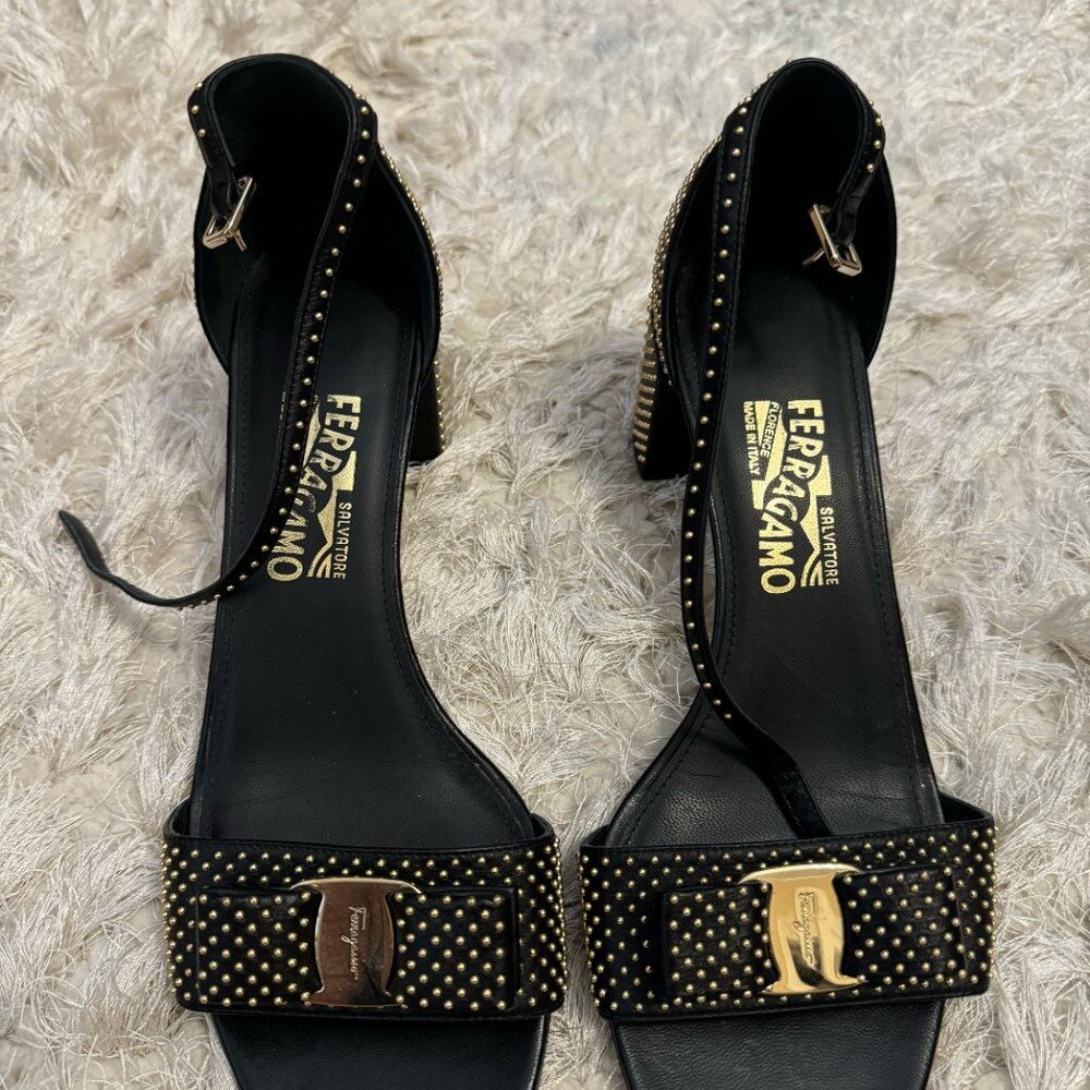 Like New: Ferragamo Heel with Gold Studs